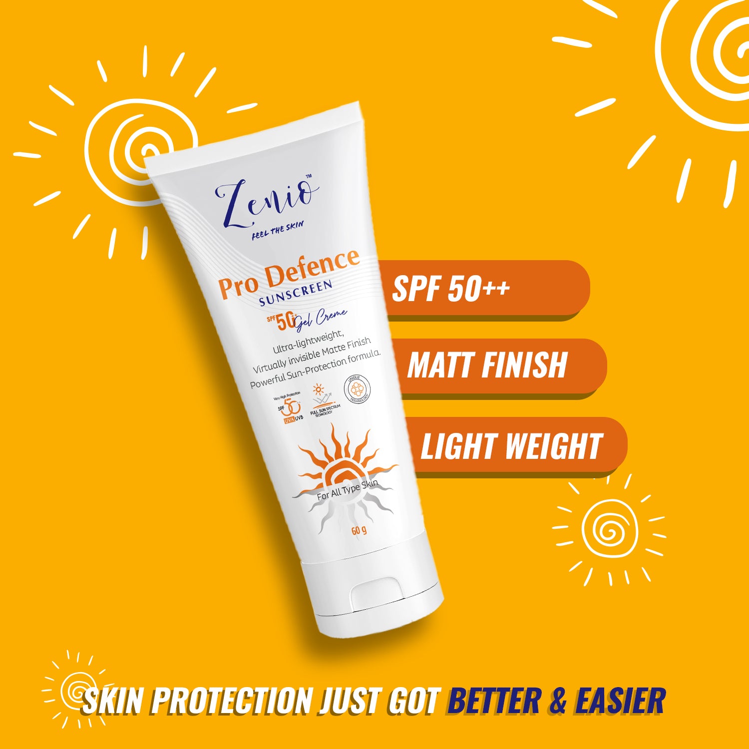 Pro Defence Sunscreen SPF 50++  gel cream 60gm - Zenio